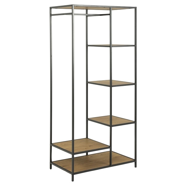 Garderoba Seaford dąb/czarny - ACTONA